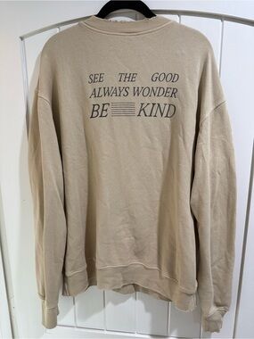 Woman’s Oversized 100% Cotton Crewneck Sweatshirt - Beige/Nude Distressed Y2K